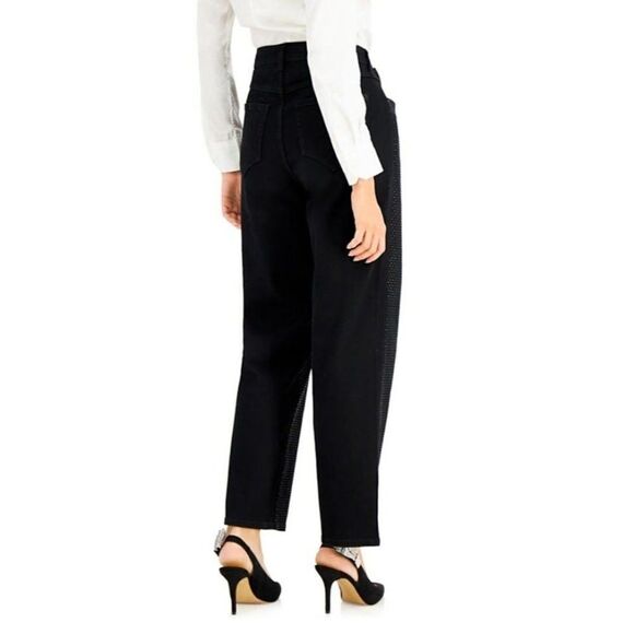 INC Rhinestone Jeans Women's 27 SMALL Black High-Rise Straight Pockets NWOT - Picture 14 of 16